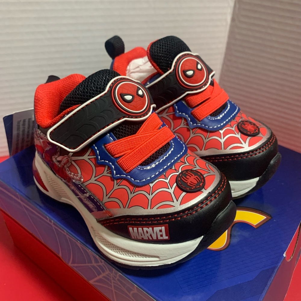 Marvel Spider-Man Kids Sneakers light up- Red, Black, and Blue